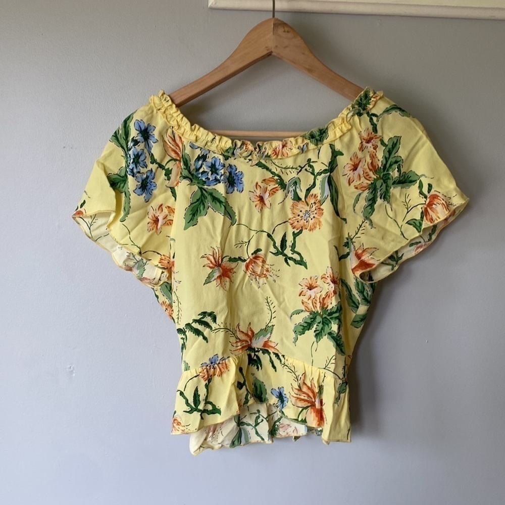 Aritzia Wilfred Aurelia Yellow Floral Wrap Top - Picture 7 of 12